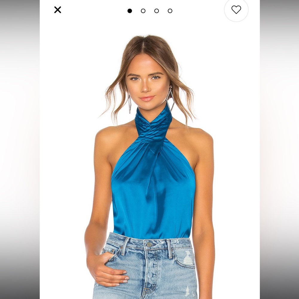 Revolve Superdown Amerie Pleated Halter Top Color Blue Size Small